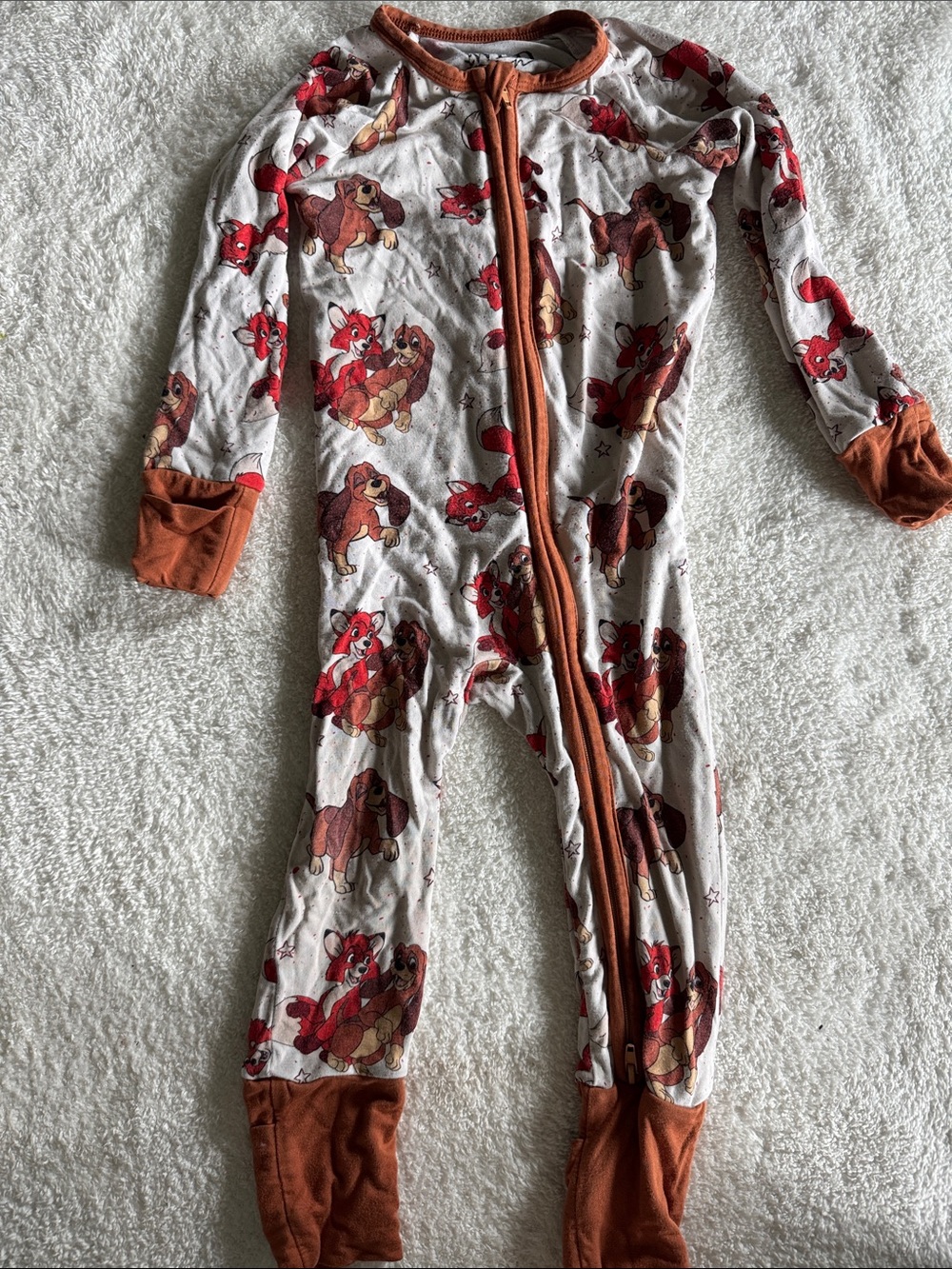 Brown and Red Character One-Piece Pajama Sleeper for Kids